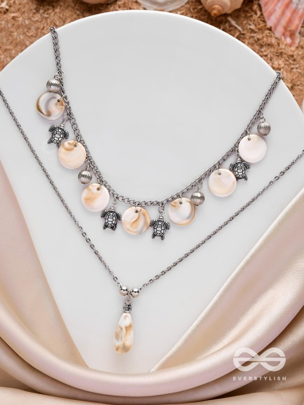 SEASIDE SECRETS - OXIDISED EMBELLISHED MULTILAYER NECKPIECE