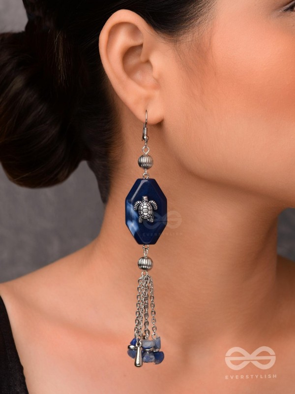 TURTLE TIDINGS - OXIDISED EMBELLISHED EARRINGS