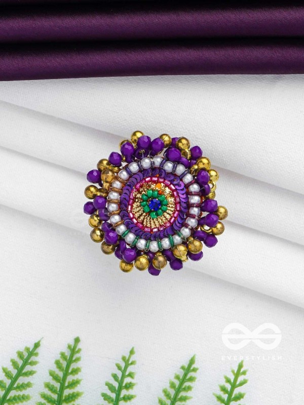 Agnisikha - The Beaded Flower - Beads And Sequins Hand Embroidered Ring