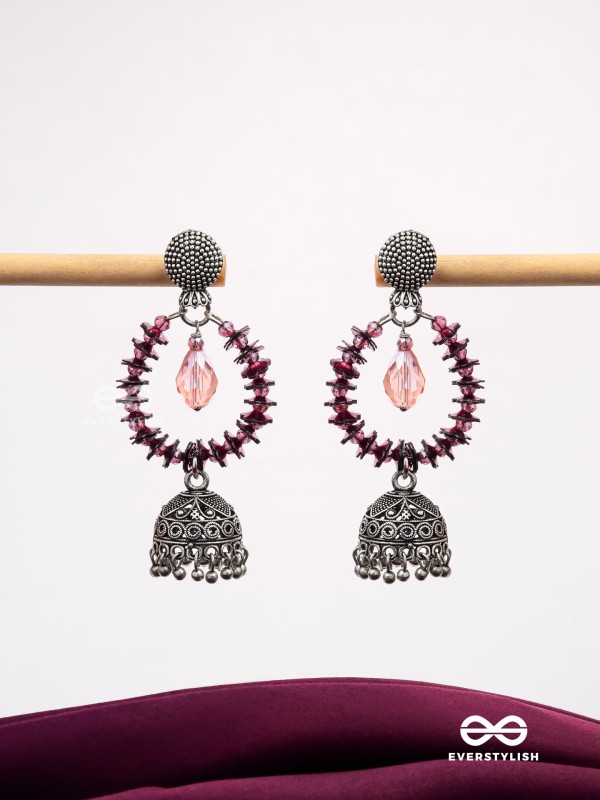 The Violet Wonder - Oxidised Jhumka Earrings