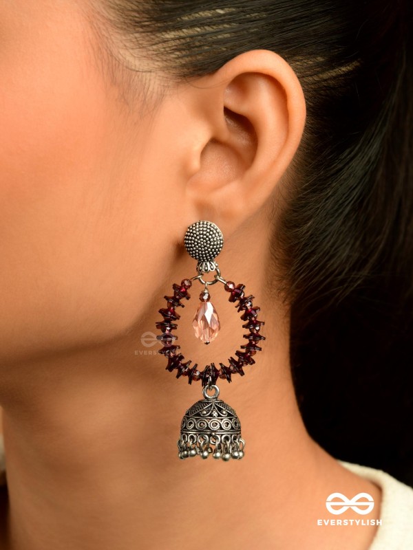 The Violet Wonder - Oxidised Jhumka Earrings