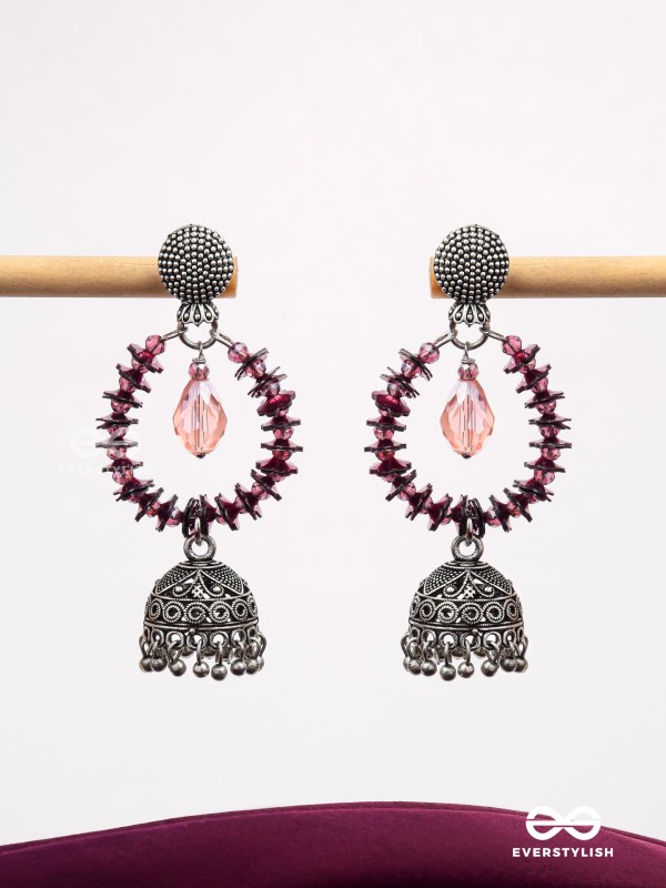 The Violet Wonder - Oxidised Jhumka Earrings