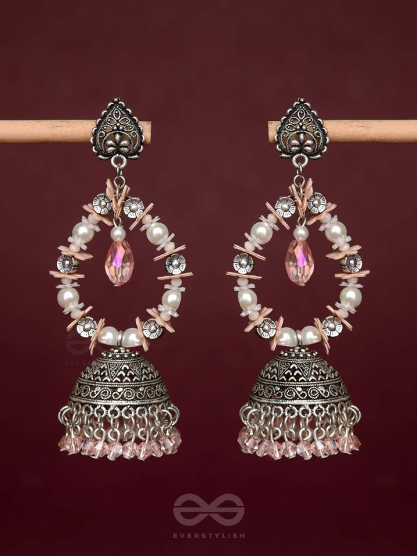 Soft Tinge Sparkles - Statement Jhumka Earrings