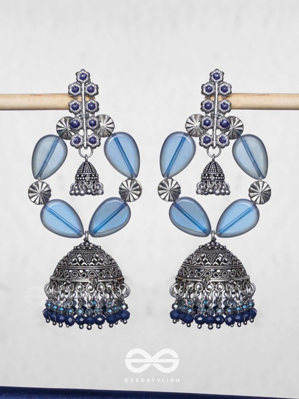 Mystical Skylight - Statement Oxidised Jhumka Earrings