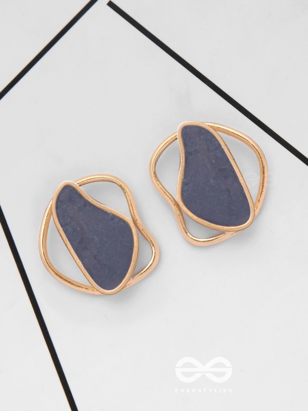 The Mystical Aura - Golden Enamelled Stud Earrings