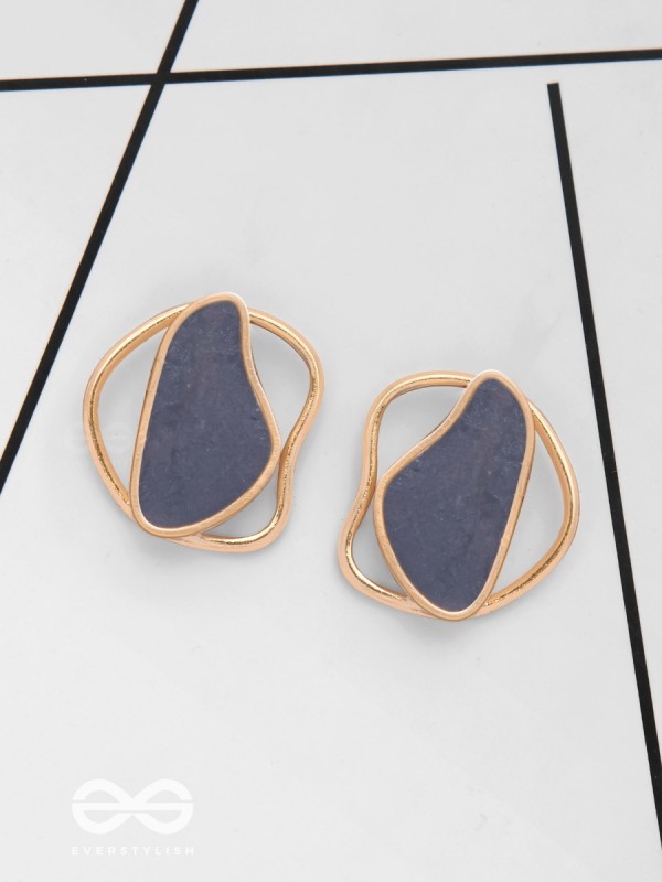 The Mystical Aura - Golden Enamelled Stud Earrings