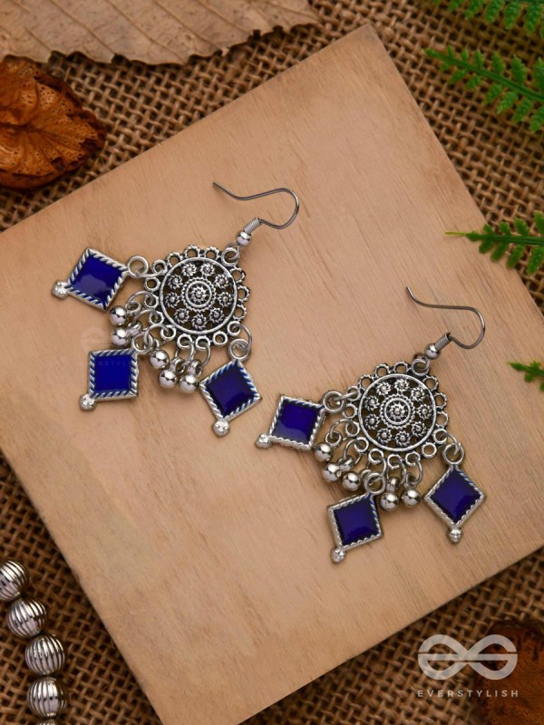 RUSTIC MIDNIGHT CHARMS - OXIDISED JHUMKA EARRINGS