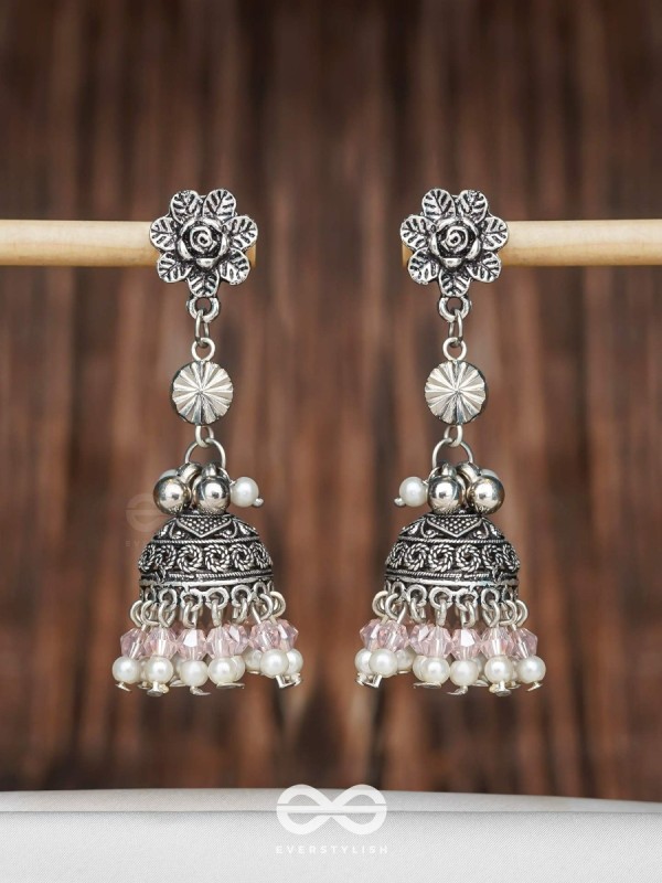 Petals In Bloom - Oxidised Jhumka Earrings
