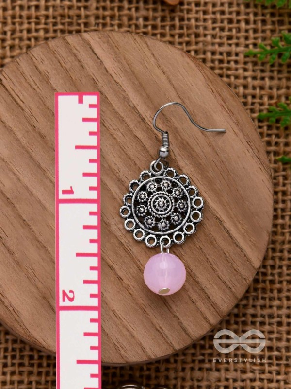 BLUSH BLOSSOMS - OXIDISED JHUMKA EARRINGS