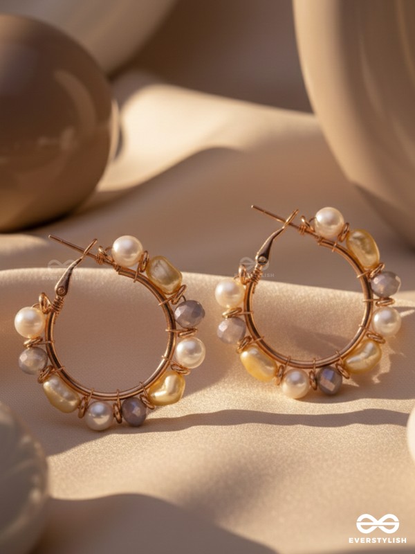 WHIMSICAL WONDERBEADS - GOLDEN EMBELLISHED HOOP EARRINGS
