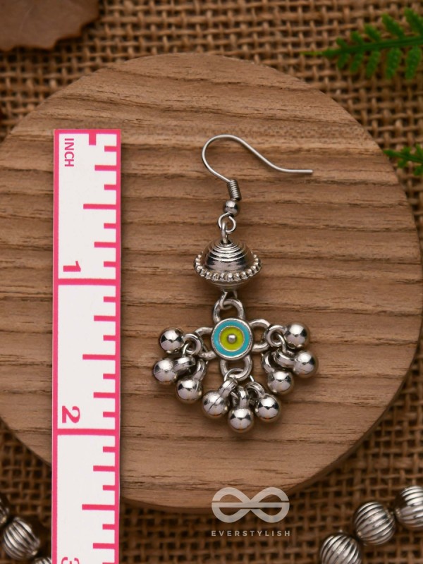 BEADED HORIZON CHARMS - EMBELLISHED OXIDISED EARRINGS