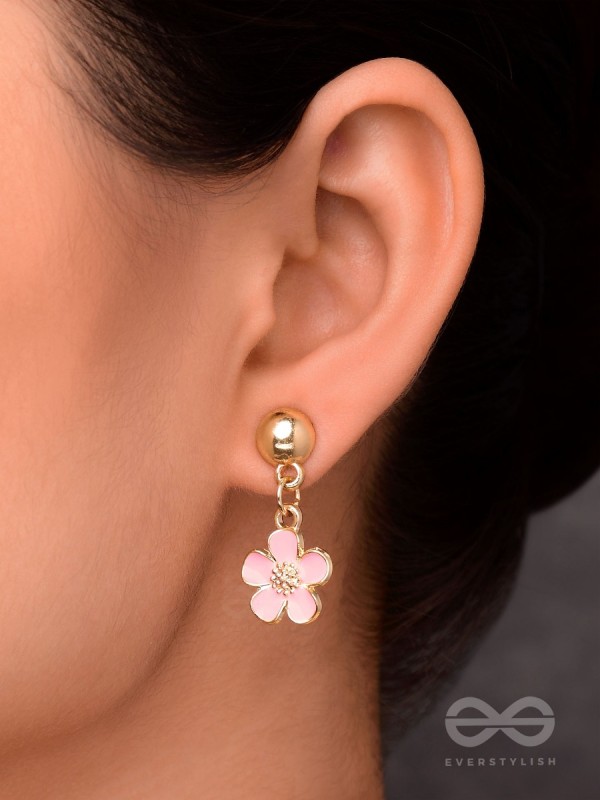 CHERRY BLOSSOM CHARMS - GOLDEN EMBELLISHED EARINGS