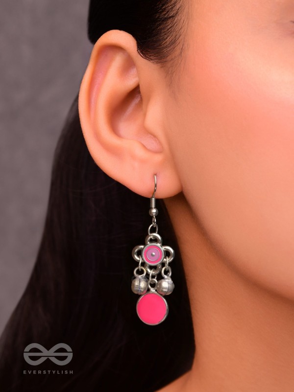 Rosy Tinkles - Enamelled Oxidised Earrings
