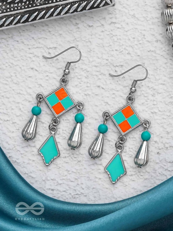 Sunburst Symphony - Enamelled Oxidised Earrings