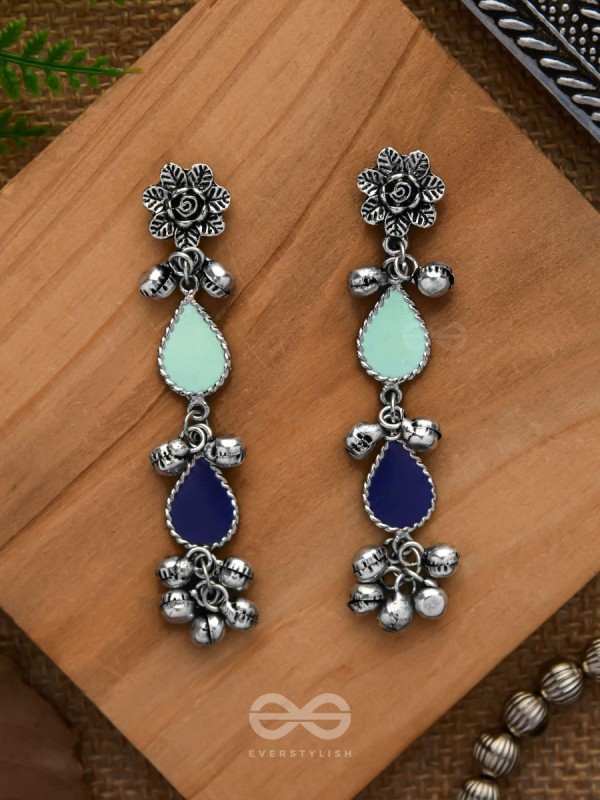 Rainy Day Delights - Silver Enamelled Earrings