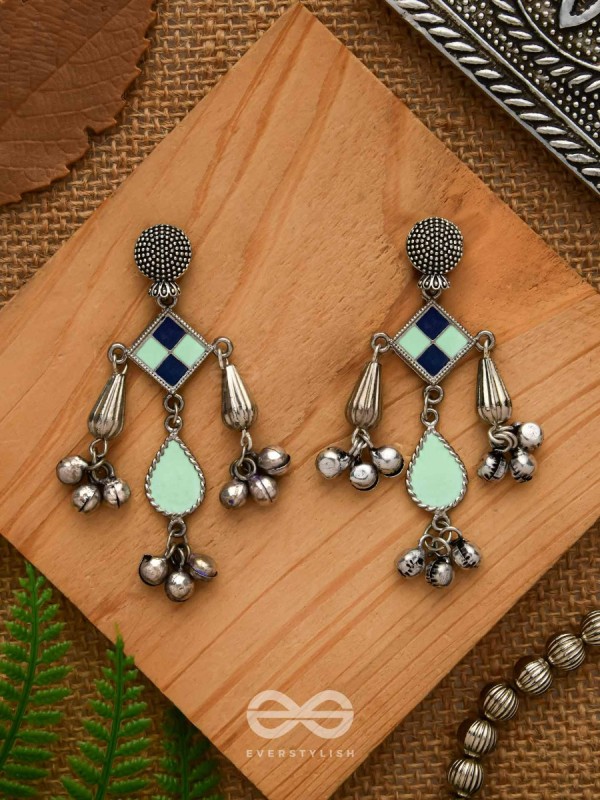 Minty Melodies - Enamelled Oxidised Earrings