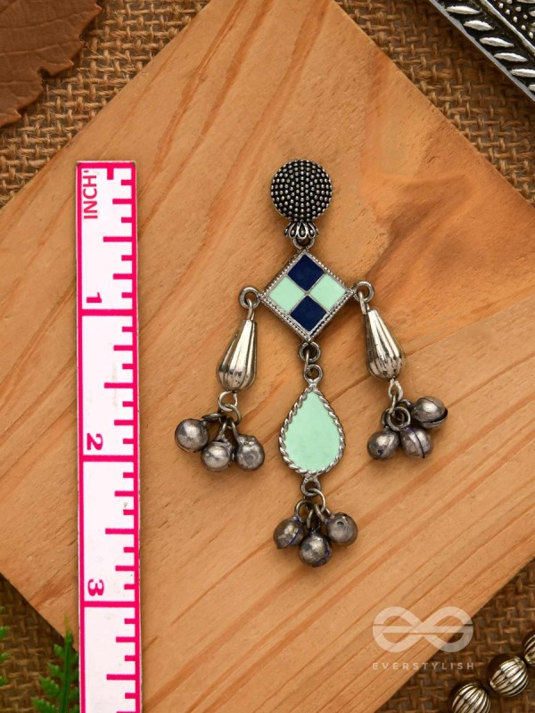 Minty Melodies - Enamelled Oxidised Earrings