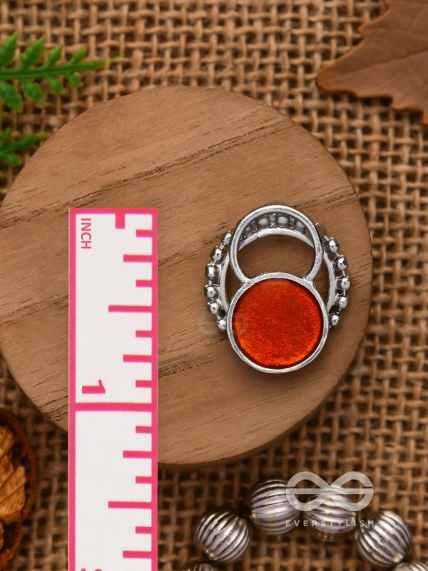 Sunburst Glow - Silver And Orange Stud Earrings