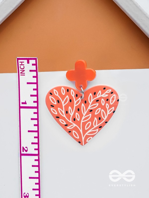 THE LUCKY LOVE - ORANGE ACRYLIC EARRINGS