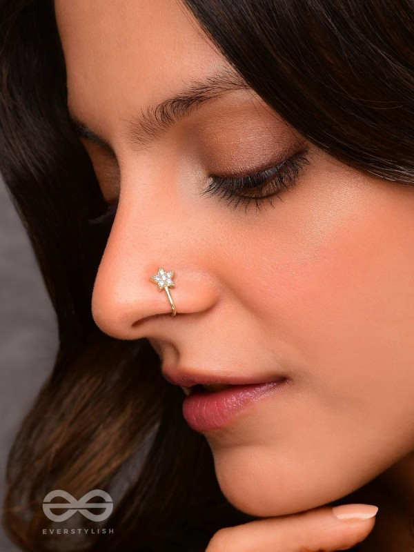 CHAMPAGNE STAR - GOLDEN CZ NOSERING (NON-PIERCING)