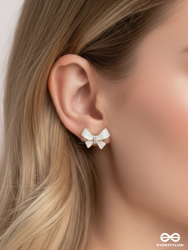 RETRO RIBBON RADIANCE - GOLDEN EMBELLISHED EARRINGS