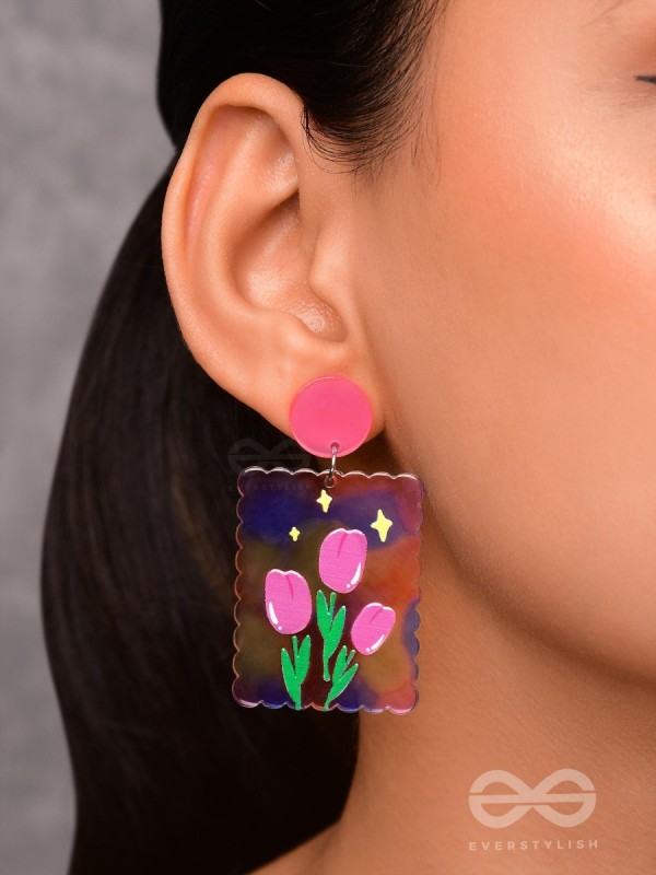 THE TULIP HEAVEN - MULTICOLOR ACRYLIC EARRINGS