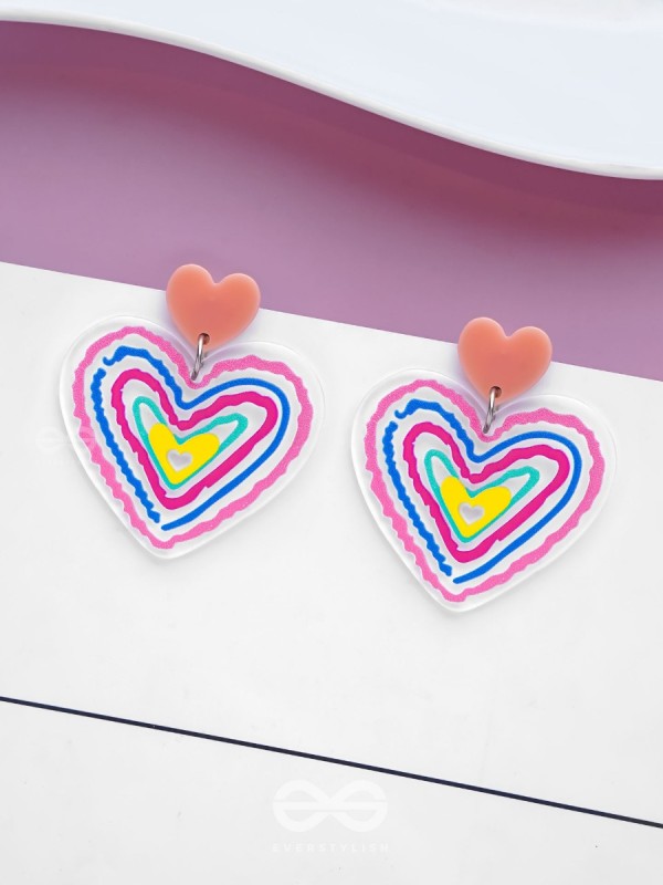HEARTS RIPPLES - MULTICOLOR ACRYLIC EARRINGS