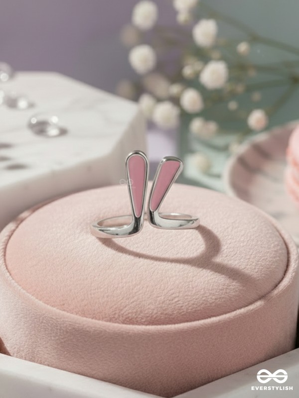 EASTER EARS - SILVER AND PINK RING (ONE SIZE)