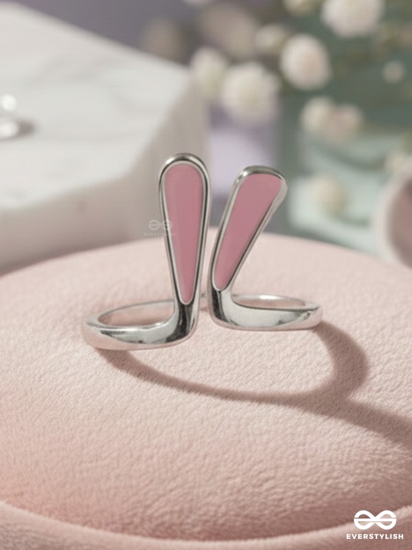 EASTER EARS - SILVER AND PINK RING (ONE SIZE)