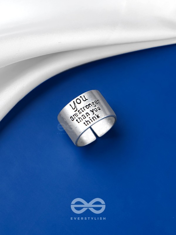 POSITIVE VIRTUE - STATEMENT SILVER RING (ADJUSTABLE)