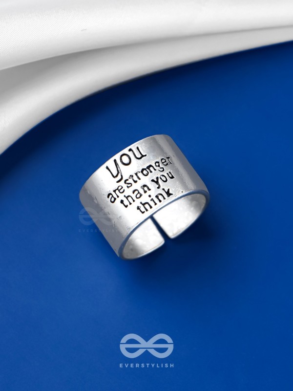 POSITIVE VIRTUE - STATEMENT SILVER RING (ADJUSTABLE)
