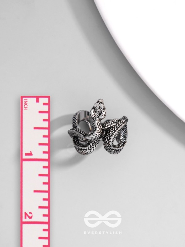 NIGHTSHADE BASILISK - STATEMENT SILVER RING (ADJUSTABLE)