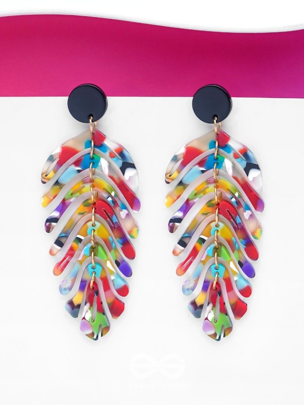 THE TROPICAL LEAFLETS - MULTICOLOR ACRYLIC EARRINGS