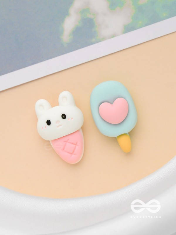 SCOOPS 'N CRUNCHES  - MISMATCHED ACRYLIC EARRINGS