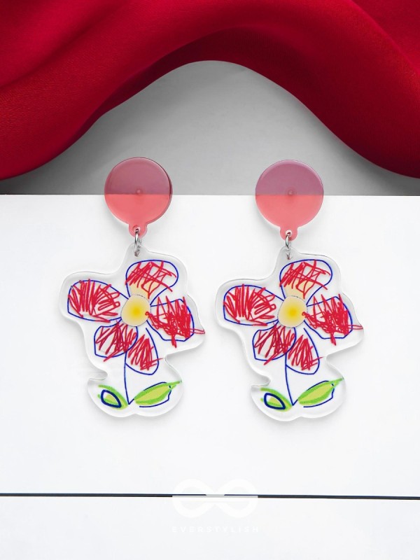 THE DOODLE DAISY - MULTICOLOR ACRYLIC EARRINGS