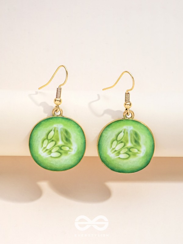 AS COOL AS CUCUMBER - GOLDEN EMBELISHED EARRINGS