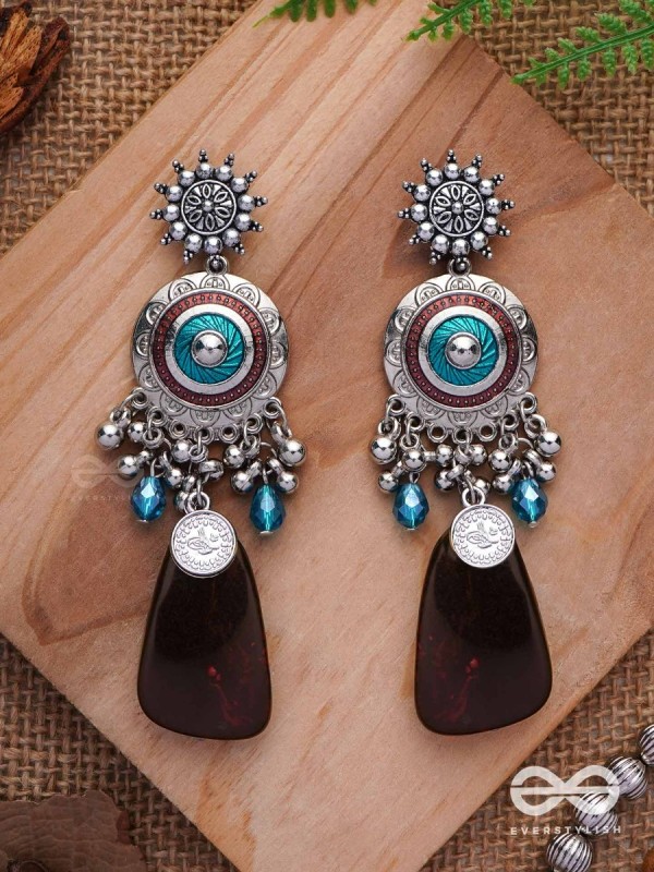 The Infinity Swirls - Enamelled Oxidised Earrings