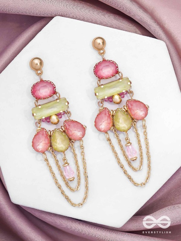 The Rosewood Radiance - Golden Embellished Earrings