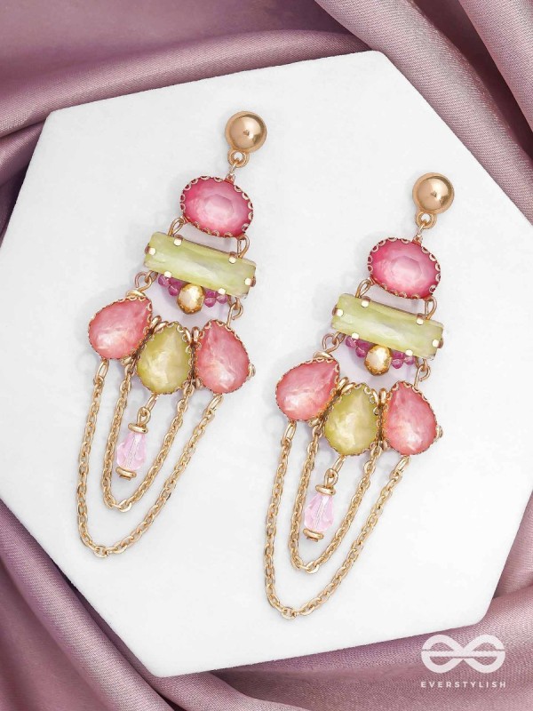 The Rosewood Radiance - Golden Embellished Earrings