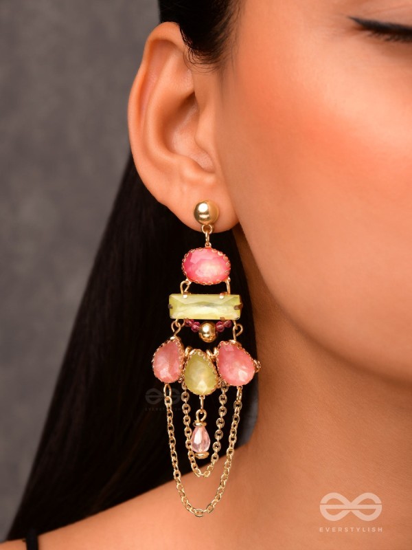 The Rosewood Radiance - Golden Embellished Earrings