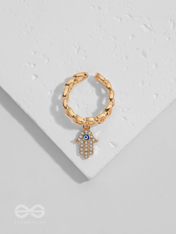 Gentle Spirits - Golden Embellished Charm Ring (Adjustable)