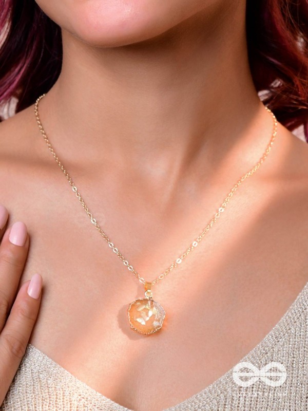 The Sunny Bloom - Golden And Yellow Resin Pendant With Anti-Tarnish Coating