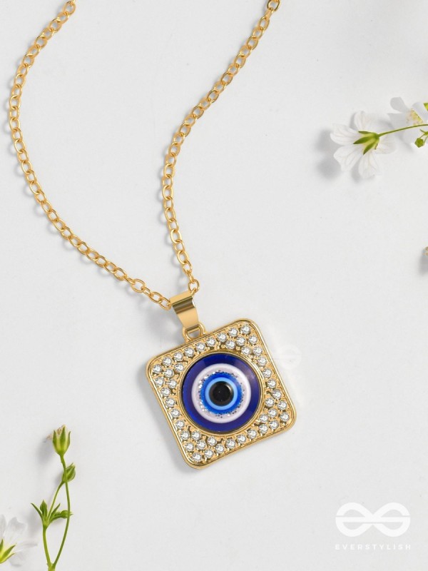 Gaze Of Magic - Golden Embellished Pendant With Anti-Tarnish Coating