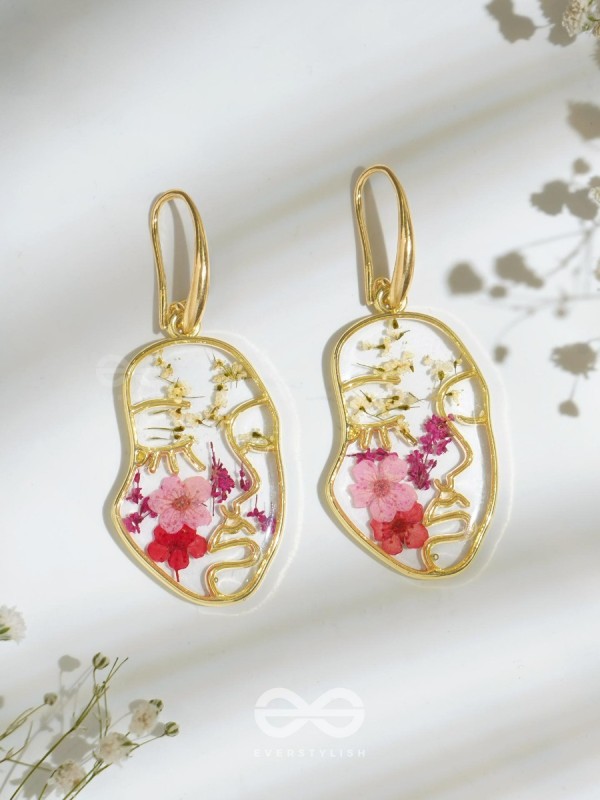 Rosie Reflections - Pressed Flower Resin Earrings