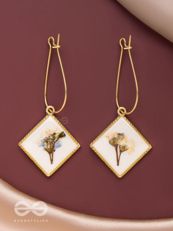 Pure Petals - Pressed Flower White Resin Earrings