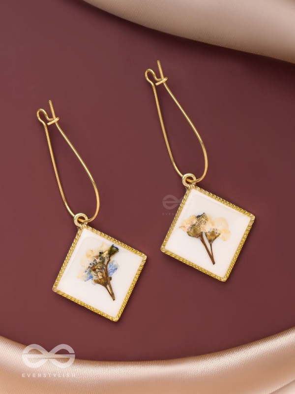 Pure Petals - Pressed Flower White Resin Earrings