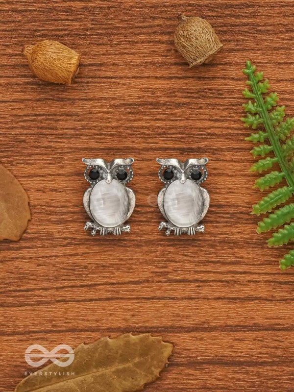 The Little Embellished Owls- Tiny Trinket Earrings(Gray)