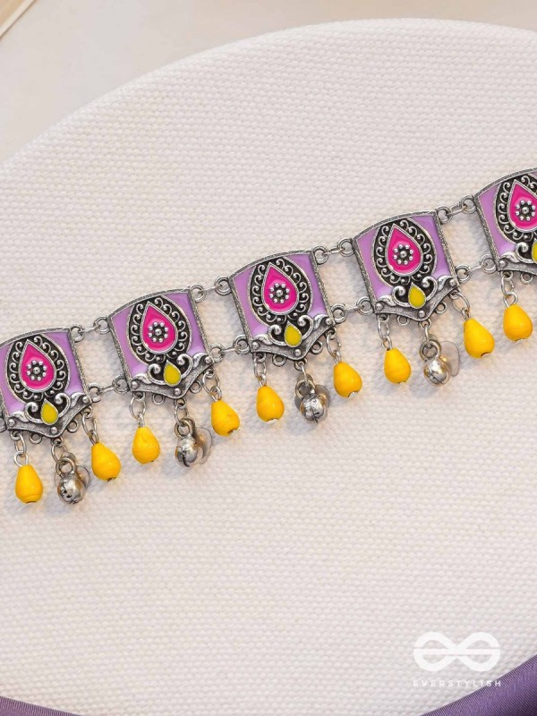 Blushing Marigold- Enamelled Oxidized Neckpiece