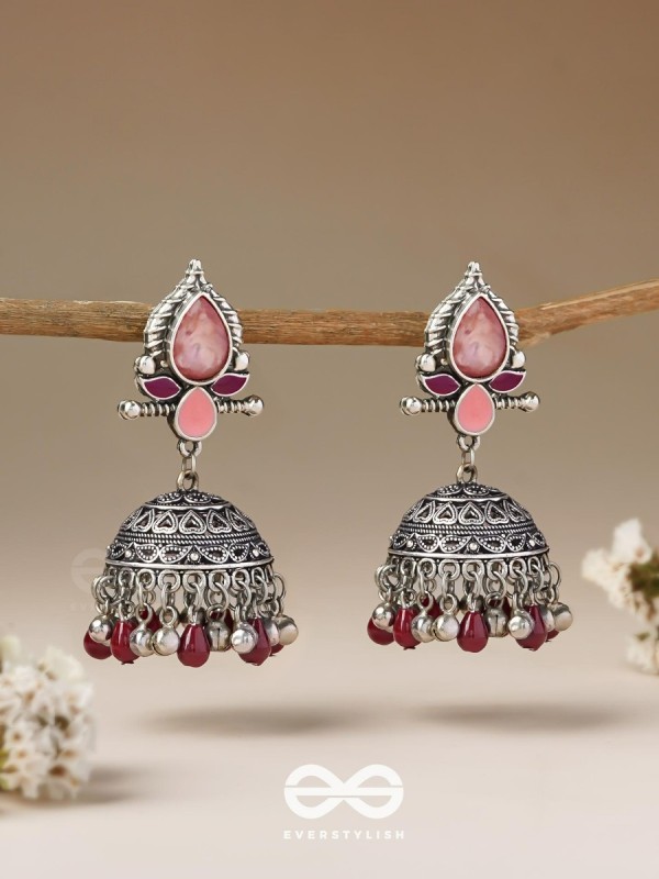 The Shades of Love - Enamelled Oxidised Jhumka Earrings