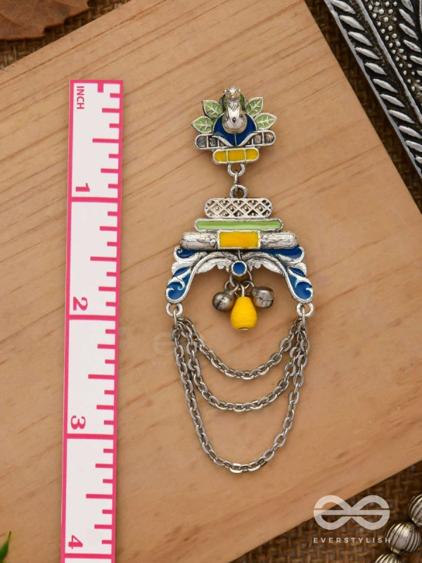 The Peacock Pride - Enamelled Oxidised Earrings